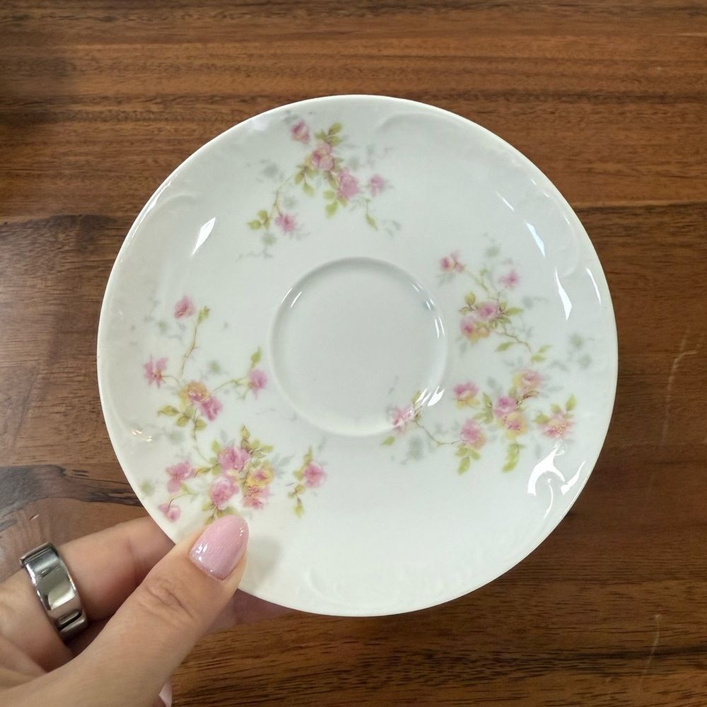 Antique Theodore Haviland Limoges Saucer Schleiger 150 Rose Pink Flowers